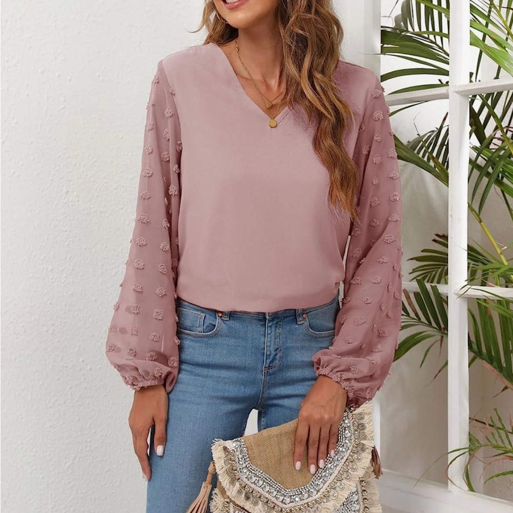 #V-Neck Blouse - Picture 2 of 9